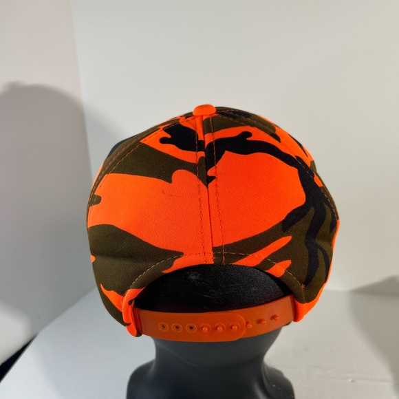 Vintage Duck Bay Duckbay Camouflage Hat Treebark Orange Camo Zipback 1980s - Picture 3 of 7